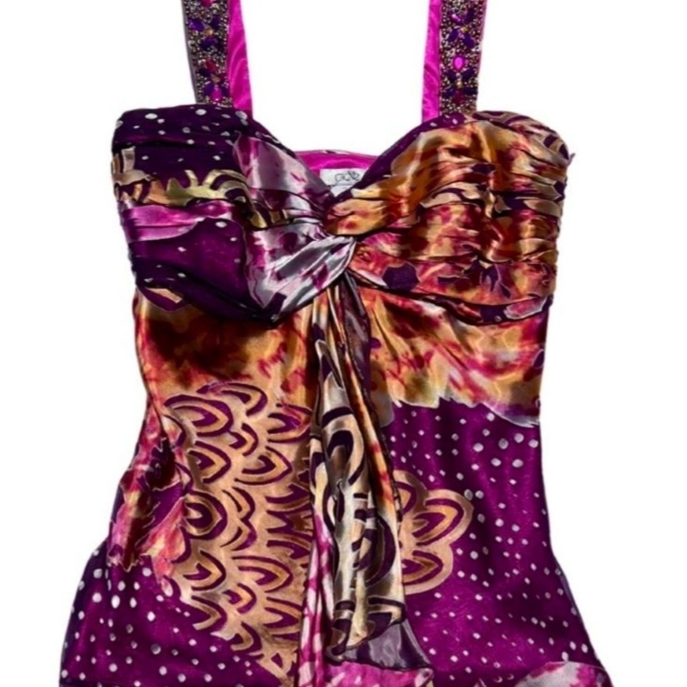 Cache Embellished Top With Jewels. Purple Pink Gold Orange.